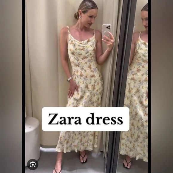 Zara ZW Collection Long Printed Satin Dress - Picture 2 of 9